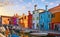 Burano island in Venice, Italy. Motley coloured home coast