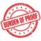 BURDEN OF PROOF text on red grungy round rubber stamp