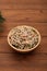 Burdock Salad served in a wooden bowl