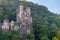 Burg Rheinstein overlooking valley of river Rhein in Germany