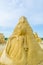 BURGAS, BULGARIA, JULY 31, 2014: View of sand statues sculptured on a beach in the Bulgarian city Burgas....IMAGE