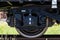 Burgas, Bulgaria - March 20, 2017 - Freight cargo train Wheel - 4axled flat wagon white Type:Rens Model:192, B - Transvagon AD