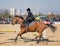 BURGAS, BULGARIA - March 4, 2017: Action shot of jockeys in horse race