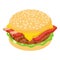 Burger bacon icon, isometric 3d style