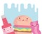 Burger bacon and sauce bottle character cartoon food