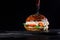 A burger on the black background with an angle view-2.