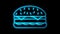 Burger on a black background, vector illustration. neon burger with blue outline. neon sign for fast food, restaurants. author`s
