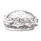 Burger black and white realistic sketch isolated illustration