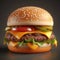 Burger Cartoon In High Detail: 3d Render In 8k Resolution