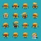 Burger character emoji set