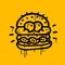 Burger character with funny face in urban graffiti style, street art element for t-shirt, sticker, or apparel