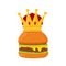Burger, cheeseburger with crown. Vector
