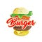 Burger Classic Isolated. Hamburger or Cheeseburger with Lettuce Tomato Cheese And Beef Illustration on White Background