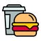 Burger coffee cup icon, outline style
