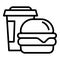 Burger coffee cup icon, outline style