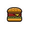 Burger colored with contour fast food vector icon