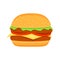 Burger colorful vector cartoon. Fast food burger vector clipart icon.