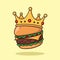 Burger Crown Fast Food Cartoon Vector Illustration