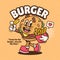 Burger Cute Trendy Retro Cartoon Vector Hand Drawn 1