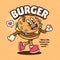 Burger Cute Trendy Retro Cartoon Vector Hand Drawn 3