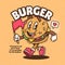 Burger Cute Trendy Retro Cartoon Vector Hand Drawn 5