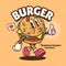 Burger Cute Trendy Retro Cartoon Vector Hand Drawn 7