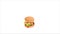 Burger delicious animation. 2D illustration of a hamburger with bun, cutlet, lettuce, cheese, onion, tomato, cucumber