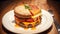 Burger Delight Celebrating National Double Cheeseburger Day with Fresh Tomato.AI Generated