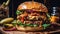 Burger Delight: Juicy Ingredients and Sesame Seed Bun - Generative Ai