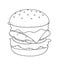 Burger doodle art. Fast food icon design. Vector illustration