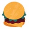 Burger doodle illustration with textured effect, vector illustration isolated on white background