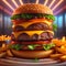 Burger with double patty and cheese illustration ai generated