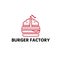 burger with factory restaurant vector design