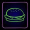 Burger fast food stylish pictogram neon purple and green food