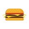 Burger fast food vector icon cheese bread bun meat. Lettuce restaurant menu grilled sesame. Cartoon snack ad bistro