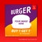 Burger food restaurant social media instagram post ads design vector template halftone style