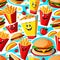 Burger french fries smiling face delicious fast food