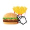 burger and fries hand click concept illustration