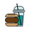 burger glass icon. Sweet food. Vector illustration. stock image.