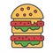 Burger, hamburger, fast food, bistro, sandwich concept. Line vector icon. Editable stroke.