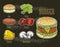 Burger hand drawing vintage style,Burger components,Burger color