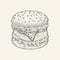 Burger hand drawing vintage style,Burger drawing illustration is