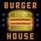 Burger House Neon Colorful Sign on Black Background. Fast Food Sign