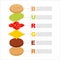 Burger infographics. Structure of hamburger isometrics.