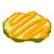 Burger ingredient icon isometric vector. Pickled cucumber slice and sauce strip
