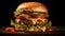 Burger: Juicy Beef Patty, Melted Cheese, Fresh Veggies on Toasted Bun Gourmet Burger Photo