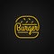 Burger linear logo. Yellow burger on background