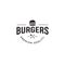 Burger Logo Vintage . Vector vintage fast food logo. Hipster natural Burger label, sign. Bistro icon. Street eatery emblem