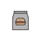 Burger paper bag filled outline icon