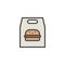 Burger paper bag filled outline icon